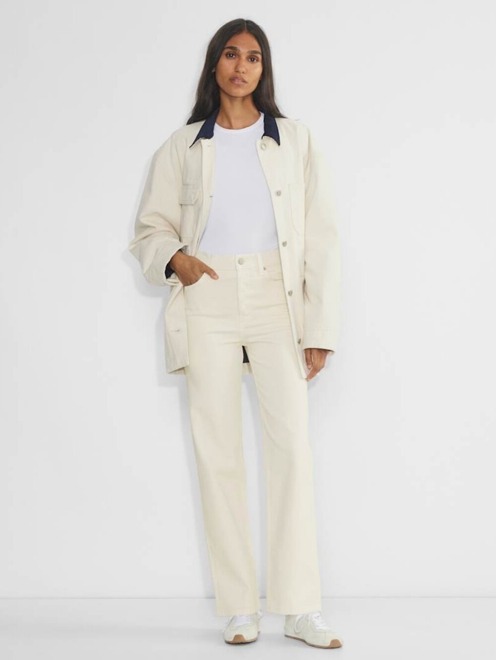 Denim Forum Arlo High Rise Straight Jeans in Cream